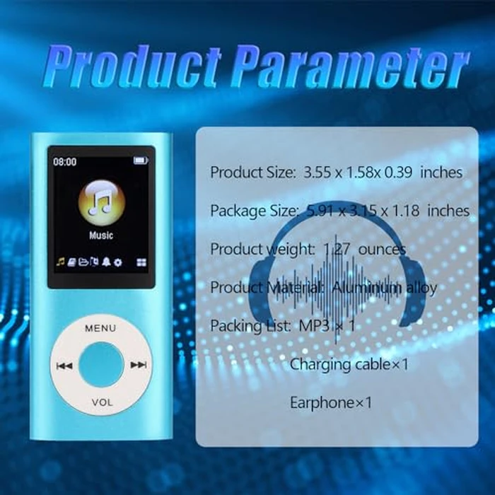 MP3 Player, Portable Lossless Sound Slim MP3 Music Player with Earphone, 1.8 Inch LCD Screen Digital Music Player, Support Up to 64GB (Blue) by Luqeeg - Image 7