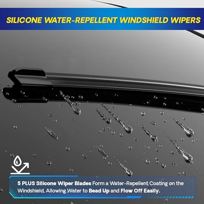 5 PLUS(R) Silicone Windshield Wipers Replacement for Chrysler Pacifica 2017-2024, Chrysler Voyager 2020-2024 Wiper Blades(Set of 3),Automotive Replacement Windshield Wiper Blades For My Car-26"/20"/14" by 5 PLUS - Image 3