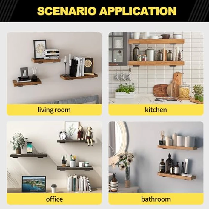 12 Pack - 10 inch Black Hidden L Shelf Bracket (1/5 Inch Thicked) Iron Floating Shelf Brackets Rustic Industrial Metal Brackets for Shelf Support by MHMYDZ - Image 7