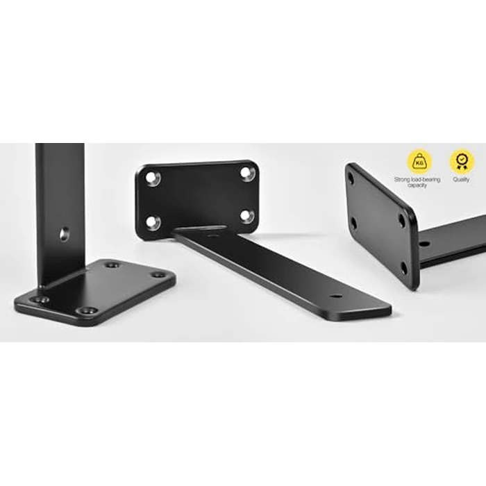 12 Pack - 10 inch Black Hidden L Shelf Bracket (1/5 Inch Thicked) Iron Floating Shelf Brackets Rustic Industrial Metal Brackets for Shelf Support by MHMYDZ - Image 8