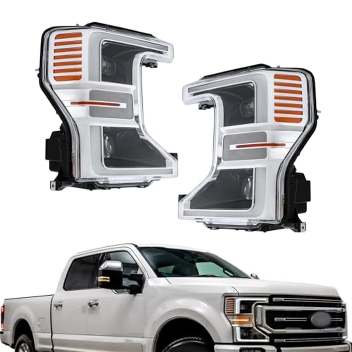 labwork 2PCS Headlights Assembly Chrome Housing Replacement for F250 F350 2020-2022 w/o Sport Package Driver Side and Passenger Side LH RH LC3Z13008L LC3Z13008M by labwork - Image 1