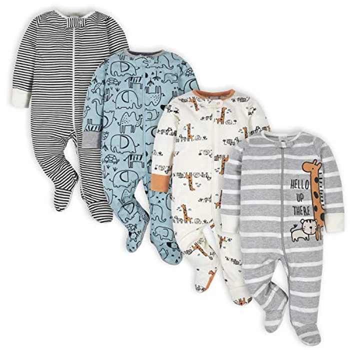 Gerber Baby Boys 4 Pack 'N Play Footie And Toddler Sleepers, Jungle Blue, Newborn US by Gerber - Used - Like New condition - US$23.36