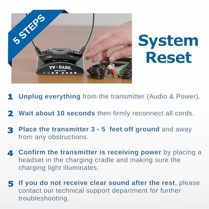 TV Ears Original Wireless Headsets System, TV Hearing Aid Devices works best with Analog TV's, Hearing Assistance, TV Listening Headphones for Seniors and Hard of Hearing. Voice Clarifying, Doctor Recommended - 11641, Black by TV · EARS - Image 8