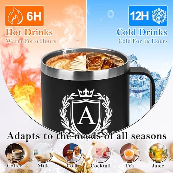 Personalized 14 Oz Insulated Coffee Mug with Lid Travel Large Cup Adult Men Guy Him Brother Dad Boyfriend Uncle Niece Best Friendship Grandpa Grandfather Husband Son Happy Birthday Cool Unique Gifts,J by MNZZ - Image 3