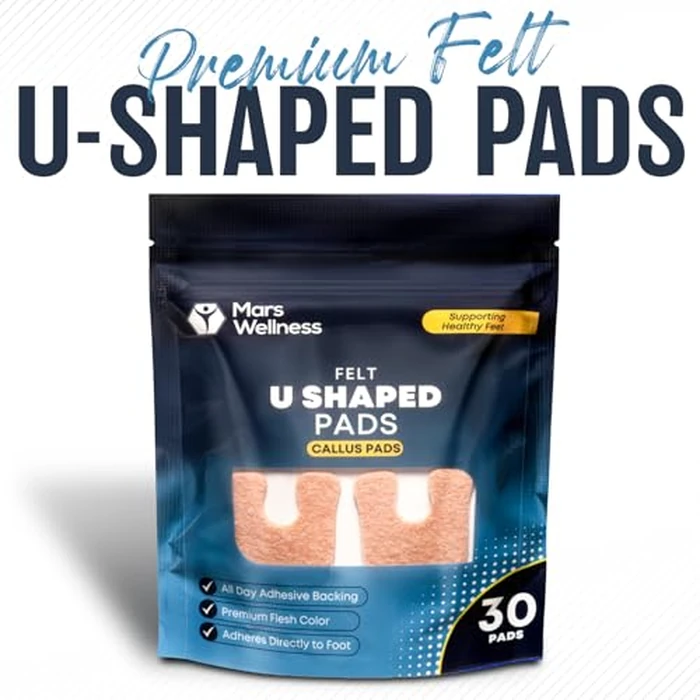 Mars Wellness U-Shaped Callus Pads for Feet, 1/4" Thick, Flesh Colored, Pack of 30 with Adhesive Backing - Callus Remover for Feet, Callus Cushions by MARS WELLNESS - Image 6