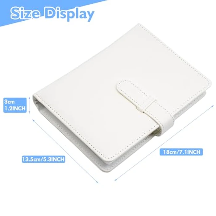Photo Album 4x6 Photos - 68 Pockets Small Mini Capacity Premium Vegan Leather Cover Album, Portable Wallet Photo Case for Boys Girls Birthday Wedding (White) by Hearoo - Image 2