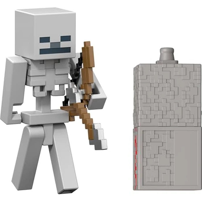 Mattel Minecraft Toys, Skeleton Action Figure with Accessory & Redstone Building Piece, 3.25-inch Scale Collectible Set Inspired by Video Game by Mattel - Used - Very Good condition