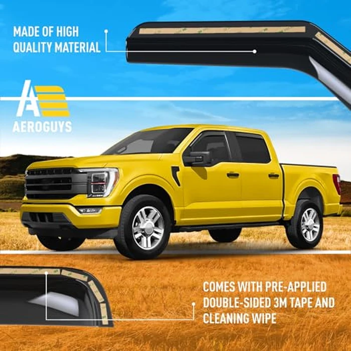 Extra Durable Window Deflectors in-Channel Window Visors Rain Guards Fit for F150 2021-2026 SuperCrew, Sun Visors, Wind Vent for Shades, Exterior Car Accessories - 4 pcs. AG0344 by AEROGUYS - Image 6