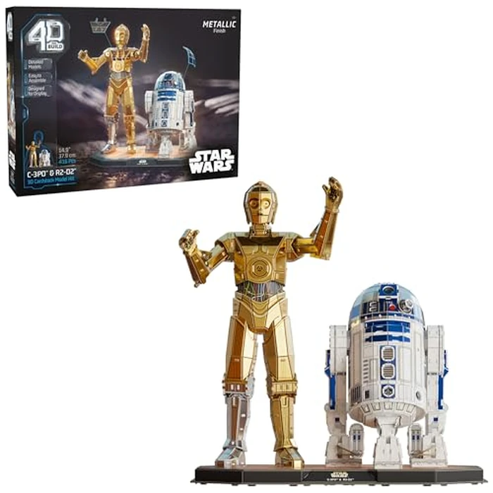 4D Build, Star Wars C-3PO & R2-D2 3D Model Kit with Stand, Star Wars Collectibles & Desk Décor, Adult Puzzles, Building Toys, 416 Pieces, 3D Puzzles, Gift Ideas for Ages 12 & Up by 4D Build - Used - Very Good condition - US$12.20