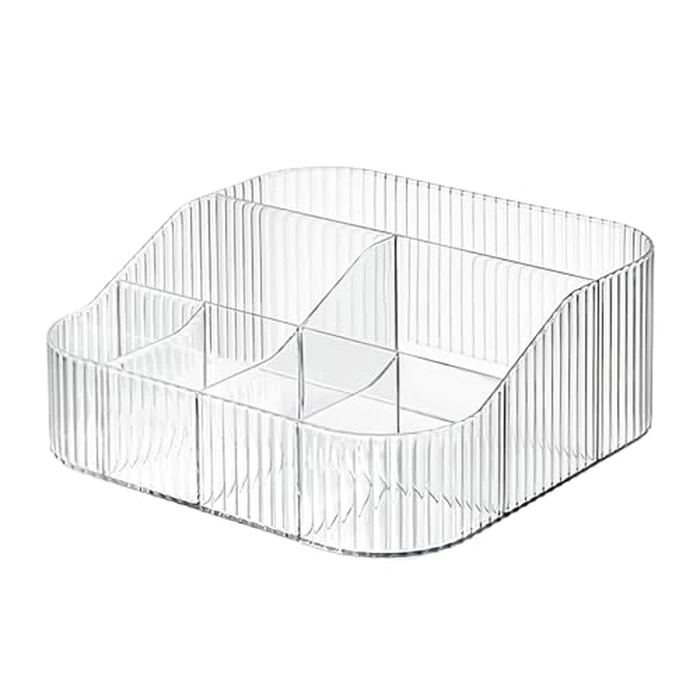 DASITON Large Capacity Makeup Brush Holder,8 Slot Makeup Brush Cup,Vintage striped Make Up Brush Holder,for Vanity Decor,Bathroom Countertops,Desk Storage Container,Cosmetic Display cases(Clear-XL) by DASITON - Used - Like New condition - CA$9.94