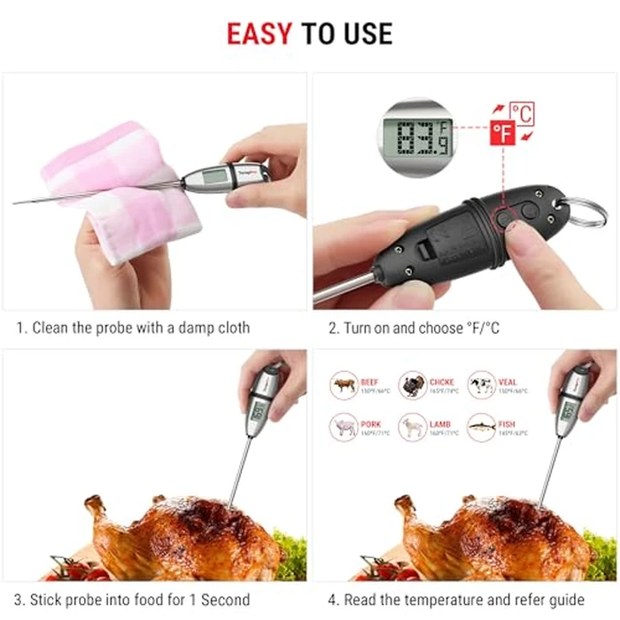 TempPro TP02S Digital Food Thermometer for Cooking Bread Baking Sourdough Liquids, Meat Thermometer Digital with Super Long Probe for Kitchen BBQ Yogurt Candy Making Accessory (Previously ThermoPro) by TempPro - Image 5