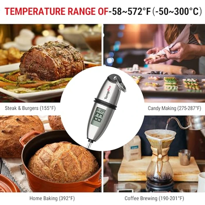 TempPro TP02S Digital Food Thermometer for Cooking Bread Baking Sourdough Liquids, Meat Thermometer Digital with Super Long Probe for Kitchen BBQ Yogurt Candy Making Accessory (Previously ThermoPro) by TempPro - Image 7