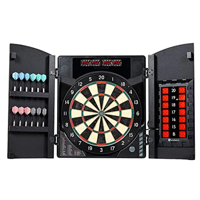 MD Sports Bristlesmart Smart Dartboard Cabinet with Digital X/O Cricket Scorekeeping and Steel Tip Dart Set by MD Sports - Used - Like New condition