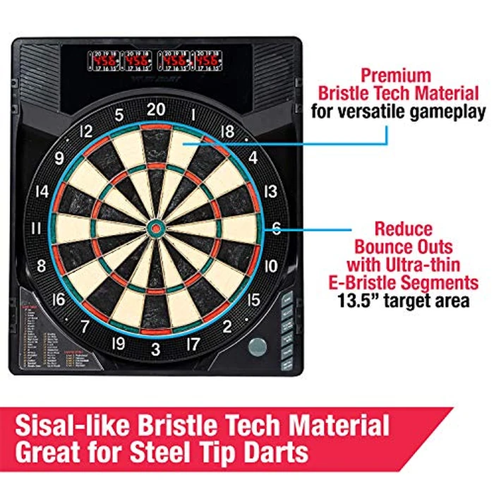 MD Sports Bristlesmart Smart Dartboard Cabinet with Digital X/O Cricket Scorekeeping and Steel Tip Dart Set by MD Sports - Image 3