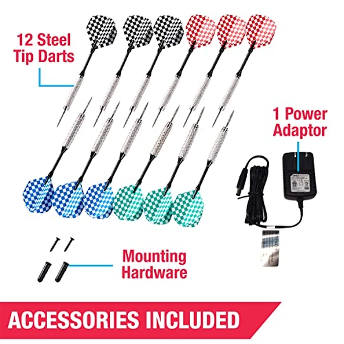 MD Sports Bristlesmart Smart Dartboard Cabinet with Digital X/O Cricket Scorekeeping and Steel Tip Dart Set by MD Sports - Image 7