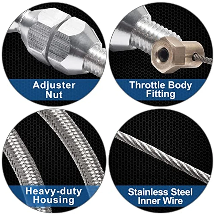 Spurtar 36" Braided Throttle Cable Kit, Compatible with 97-07 Chevrolet/Chevy LS1 Engine 4.8L 5.3L 5.7L 6.0L, 36in Accelerator Throttle Cable Repair Kit Stainless Steel Swap Fuel Line by Spurtar - Image 3