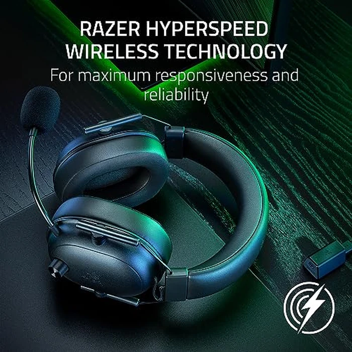 Razer BlackShark V2 HyperSpeed Wireless Gaming Headset: 280g Lightweight - THX Spatial Audio - Bendable Mic - 50mm Drivers - 2.4GHz, Bluetooth or USB - 70 Hr Battery w/USB Type C Charging - Black by Razer - Image 5