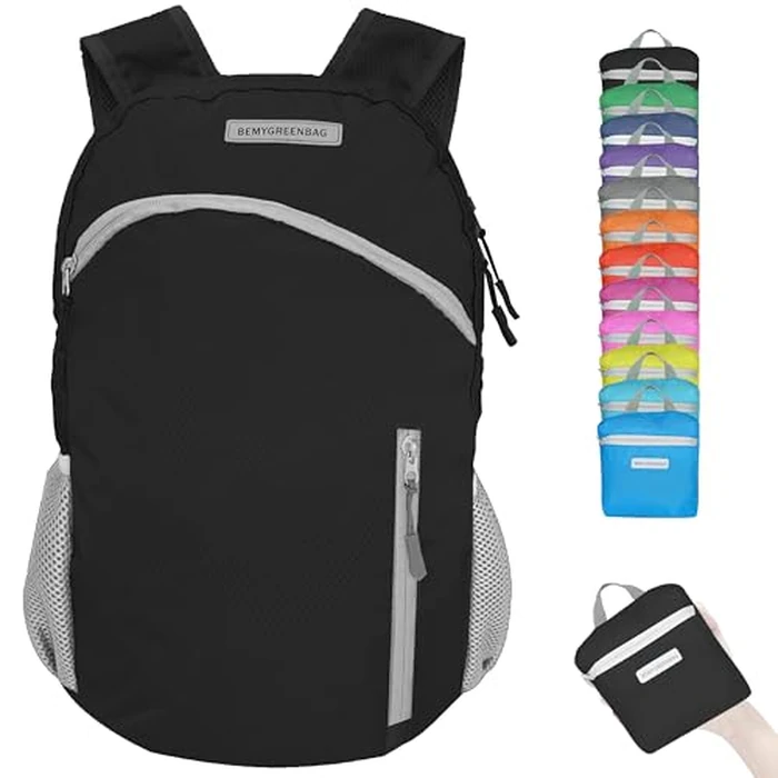 BEMYGREENBAG 35L Foldable Waterproof Backpack For Outdoor Sports With Inside Wet Clothes Compartment Packable For Multiple Uses Ultra Lightweight Ideal For Hiking Men And Women Travel(Black) by BEMYGREENBAG - Image 1