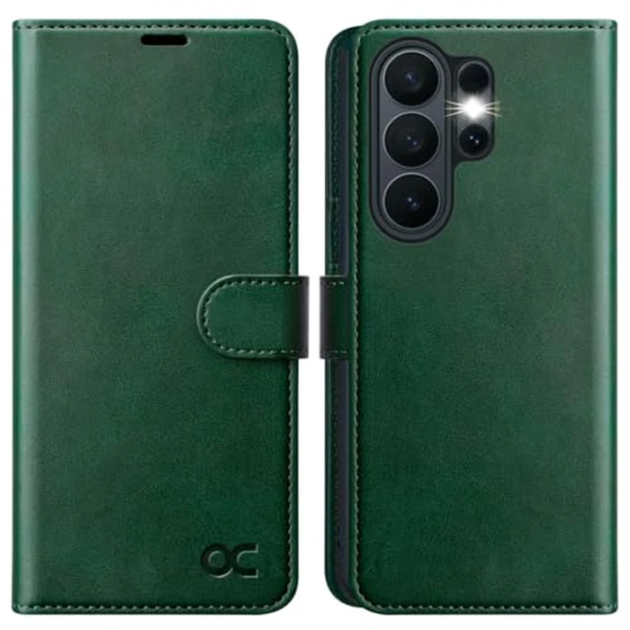 OCASE for Samsung S26 Ultra Case PU Leather Flip S26 Ultra Wallet Case with RFID Blocking Kickstand Magnetic Closure Shockproof Phone Cover Compatible for Galaxy S26 Ultra -Blackish Green by OCASE - Used - Like New condition