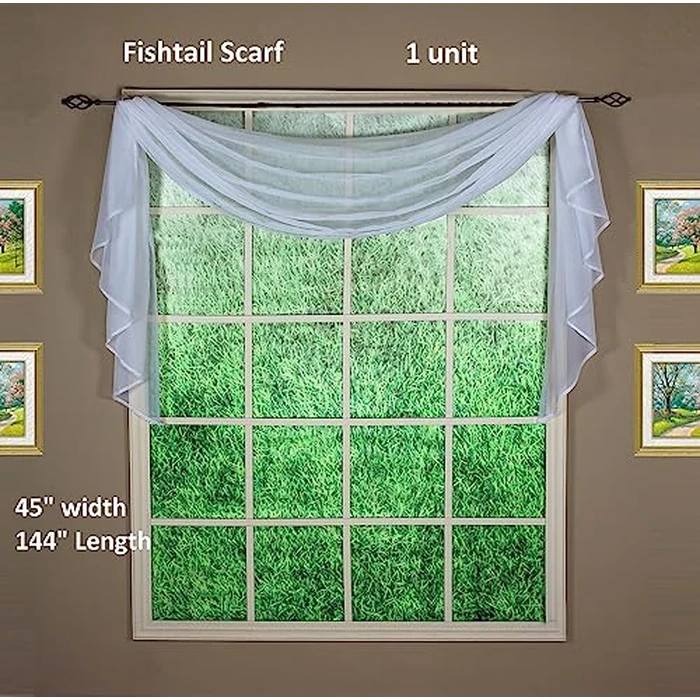 Today's Curtain Emelia Original Voile Scarf 144", White, 45" W x 144" L by Today's Curtain - Image 2