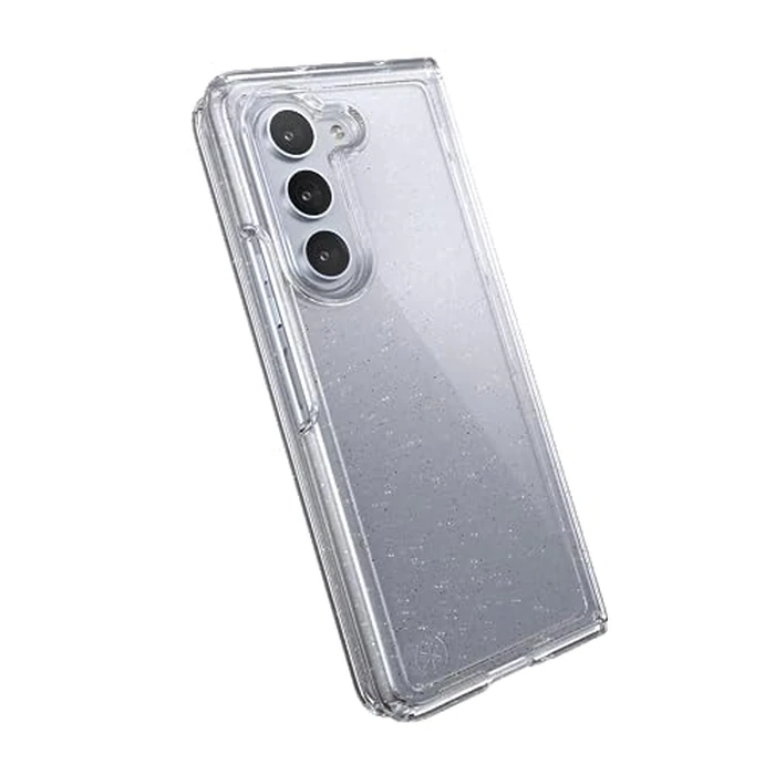Speck Clear Samsung Galaxy Z Fold 5 Case - Foldable, Scratch Resistant & Drop Protection - Anti-Yellowing Clear Phone Case for Galaxy Z Fold 5 - Presidio Perfect-Clear with Gold Glitter by Speck - Used - Acceptable condition - US$8.81