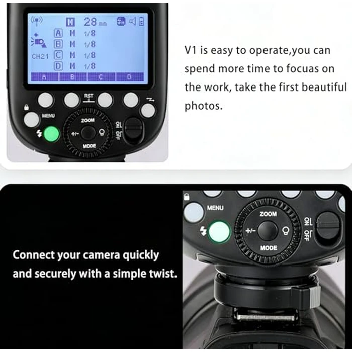 Godox V1-C & XPro-C Complete Wireless TTL System for Canon, On-Camera Flash and Off-Camera Trigger Combo, 2.4G Remote Control with Full TTL Function by GODOX - Image 5