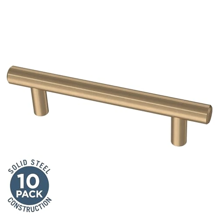 Franklin Brass Solid Bar (10-Pack) Cabinet Handles 3-3/4" Hole Center Modern Pulls | Champagne Bronze Hardware Kitchen Door, Drawers, Dressers, Furniture BAR096Z-CZ-B by Franklin Brass - Image 3