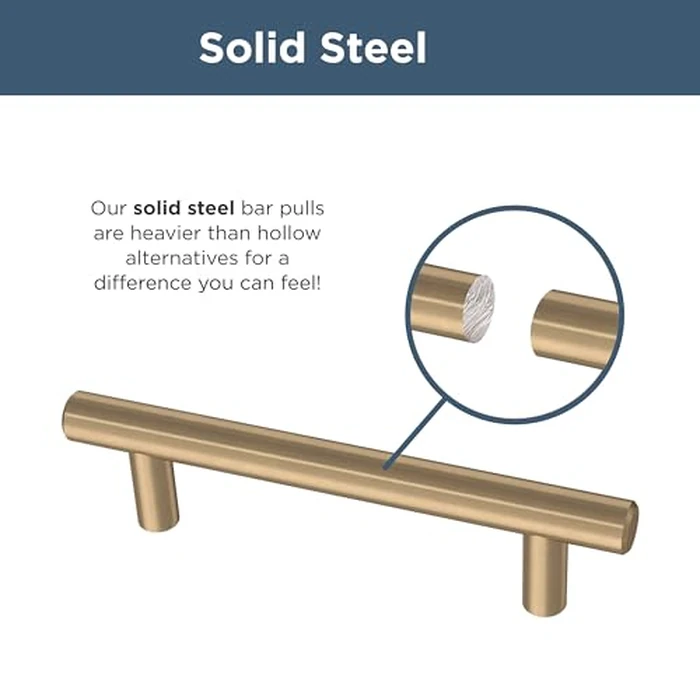 Franklin Brass Solid Bar (10-Pack) Cabinet Handles 3-3/4" Hole Center Modern Pulls | Champagne Bronze Hardware Kitchen Door, Drawers, Dressers, Furniture BAR096Z-CZ-B by Franklin Brass - Image 4