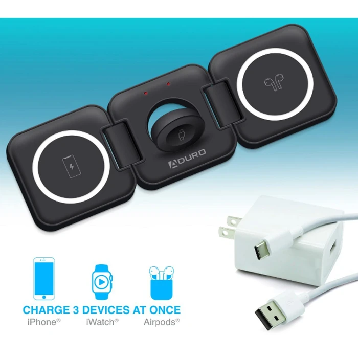 Aduro PowerUp Trinity 3-IN-1 Wireless Charging for Apple product - Black by Aduro - Image 2