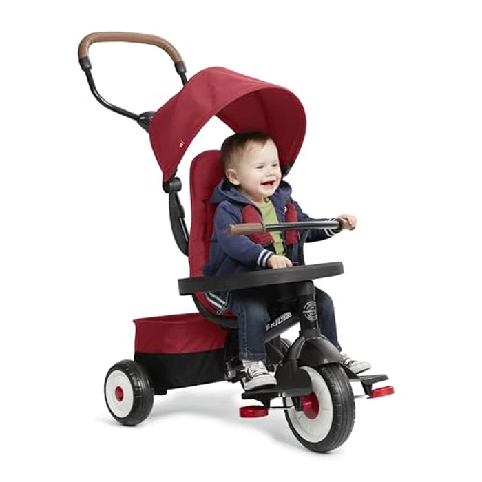 Radio Flyer City 4-in-1 Stroll 'N Trike, Red, for Riders 1-5 Years Old, 4 Riding Modes, 3 Point Harness with Comfort Pad, Parent Controlled Steering, Rear Storage, Stroller Tricycle for Toddlers by Radio Flyer - Image 1