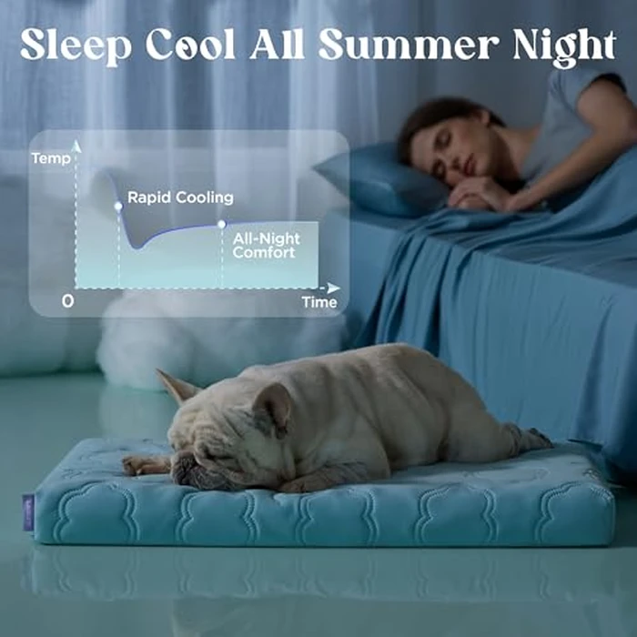 LE SURE Cooling Dog Bed for Small Dogs, Q-Max>0.5 Cooling Mat with Removable Washable Cover, Breathable Orthopedic Egg Crate Foam Summer Pad for Active/Long-Haired/Senior Pets/Cats/Puppy, 23x17 Inch by LE SURE - Image 4