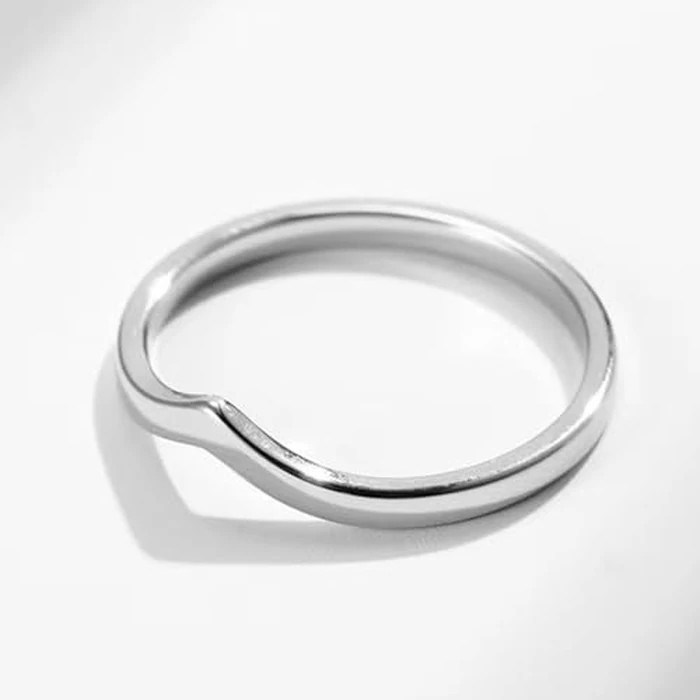 CCBFY Stainless Steel V Shaped Wedding Band Engagement Promise Ring for Women Pointed Chevron Classical Simple Plain Statement Ring Silver 9 by CCBFY - Image 3