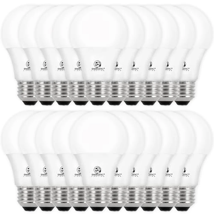 E ENERGETIC LIGHTING Dimmable LED Light Bulbs, 60W Equivalent, Cool White 4000K, 8W 800 Lumens LED Bulbs, E26 Base Standard Light Bulbs, ETL Listed, 20 Packs by E ENERGETIC LIGHTING - Used - Like New condition - US$23.31