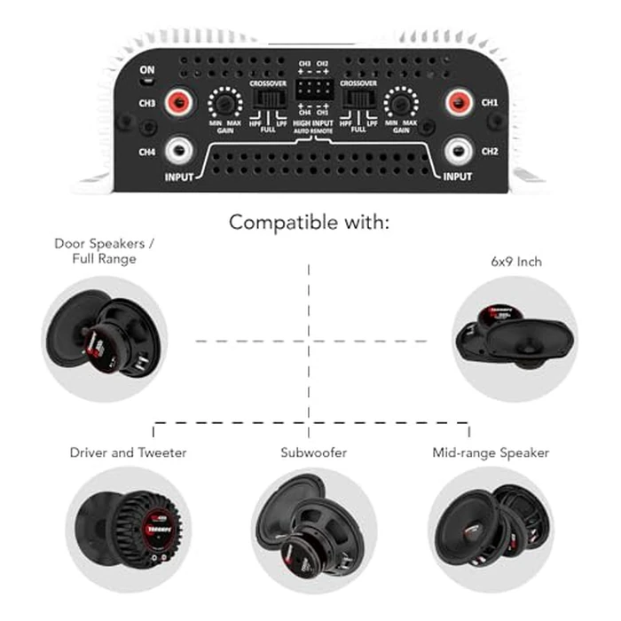 Taramps TS 1200x4 Amplifier Car Audio 1200W RMS 2 Ohms 4 Channels 2 Bridged Channels, Full Range Crossover Fixed RCA/Wire Input - Multichannel Class D by Taramp's - Image 8