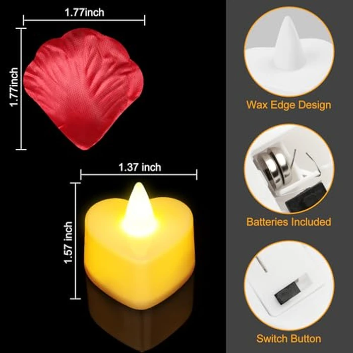 LAMATY 1027 Pcs I Love U Light Up Letters Proposal Decorations, I Love U Sign with 24 Pcs Heart Flameless Candles 1000 Pcs Rose Petals for Wedding Proposal Romantic Night Decor by LAMATY - Image 5