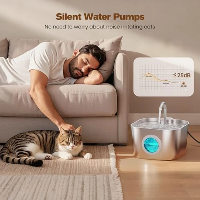 Cat Water Fountain Stainless Steel: Pet Fountains for Cats/Dog Indoor Automatic Waterer Bowls for Drinking Small Animal Water Dispenser Metal Pets Watering Faucet Bottle Auto Kitty Watering Supplies by HOOISE - Image 5