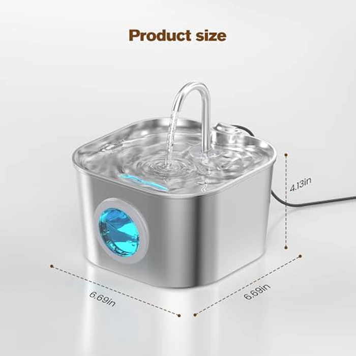 Cat Water Fountain Stainless Steel: Pet Fountains for Cats/Dog Indoor Automatic Waterer Bowls for Drinking Small Animal Water Dispenser Metal Pets Watering Faucet Bottle Auto Kitty Watering Supplies by HOOISE - Image 8