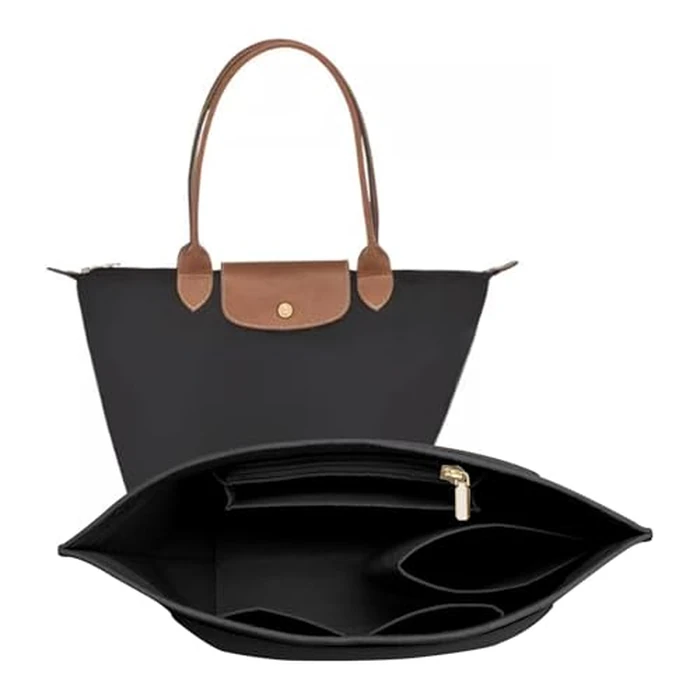 LOUKAYCCI Felt Purse Organizer Insert for Longchamp Le Pliage M Handbag Insert (Medium, Black) by LOUKAYCCI - Image 1