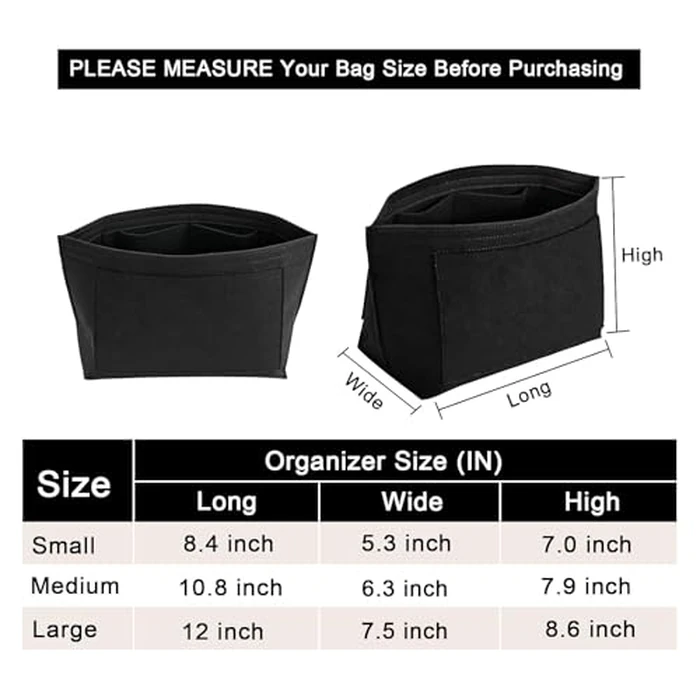 LOUKAYCCI Felt Purse Organizer Insert for Longchamp Le Pliage M Handbag Insert (Medium, Black) by LOUKAYCCI - Image 2