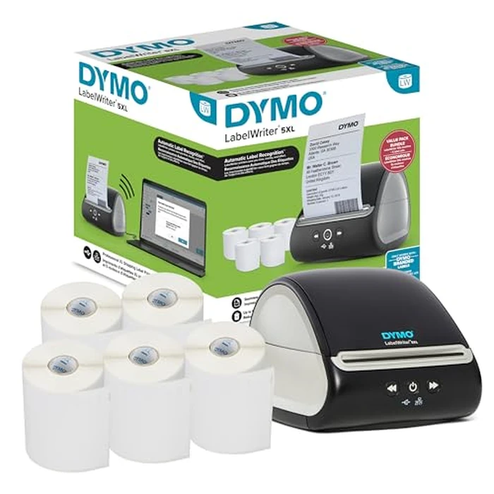 DYMO LabelWriter 5XL Label Printer Bundle Prints Extra-Wide ShippingLabels (UPS USPS) from Amazon Ebay and More Perfect for Ecommerce Sellers Includes 5 Extra-Large Shipping Labels (1100 Total) by DYMO - Used - Like New condition - CA$379.70