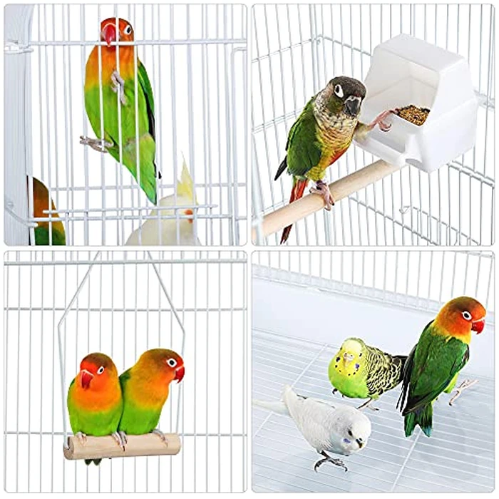 Yaheetech Play Open Top Bird Cage for Cockatiel Quaker Parrot Sun Parakeet Green Cheek Conure Finch Budgie Lovebird Parrotlet Canary Pet Bird Cage with Stand, White by Yaheetech - Image 4