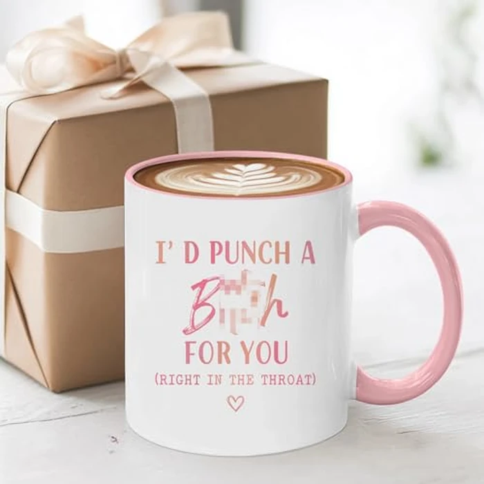 MQPPKJ I'd Punch a Bitch for You Coffee Mug, Funny Bad Assed Women's Gifts for Women, Mom, Sister, Bff, Friend, Aunt, Boss, Coworker Christmas Birthday by MQPPKJ - Image 2