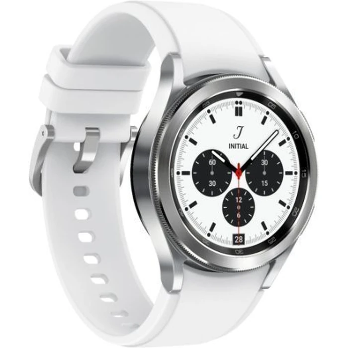 Samsung Galaxy Watch4 (Bluetooth) - 16GB - 40mm - Silver Classic (Stainless Steel) Case with White Fluoroelastomer Ridge Sports Band by Samsung - Image 3