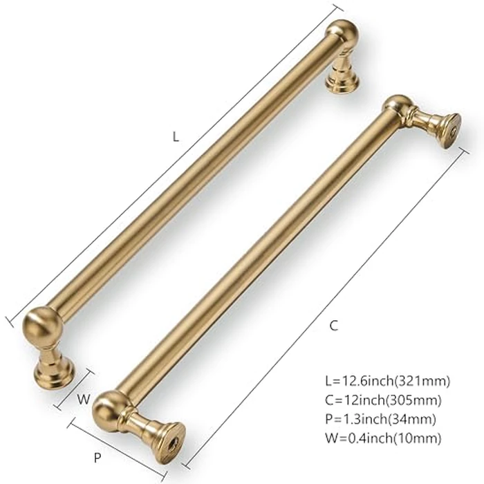 khtumeware 5 Pack 12 Inch Hole Center Champagne Bronze Cabinet Pulls Heavy Duty Solid Satin Brass Cabinet Handles for cabinets Dressers Kitchens Handles Bathroom cabinets by khtumeware - Image 2
