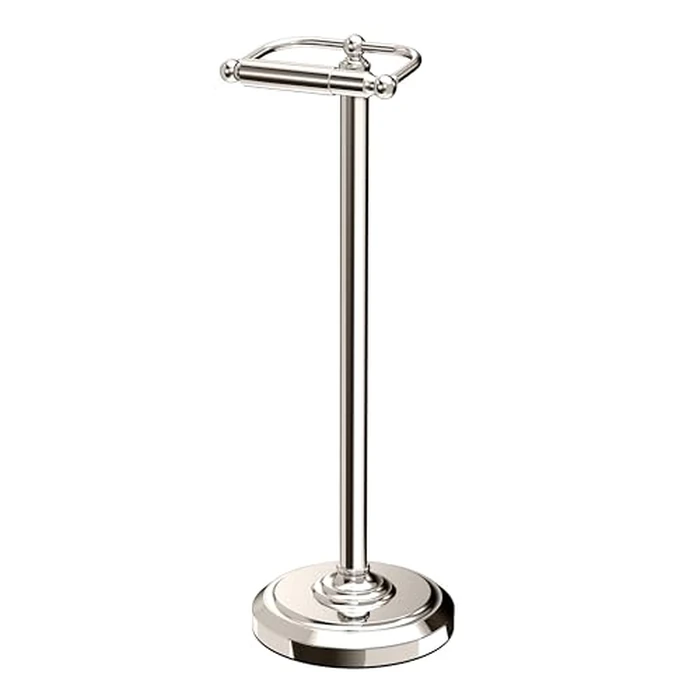 Gatco 1436PN, Freestanding Toilet Paper Holder, 22” H, Polished Nickel/Floor Standing Weighted Base Toilet Paper Holder Stand by Gatco - Used - Good condition