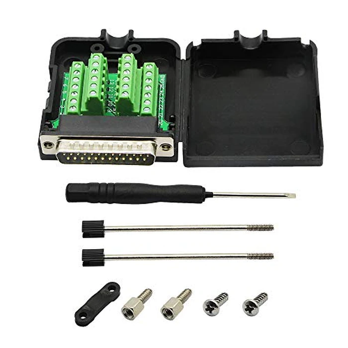 CERRXIAN DB25 Breakout Board, DB25 Male D-SUB Connector to DB25 Screw Solderless Wiring Terminal Module Breakout PCB Board Kits with Plastic Case (M Black) by CERRXIAN - Image 1