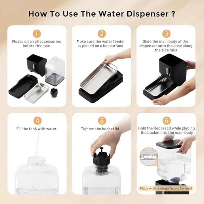 ZOMISIA Automatic Dog Water Dispenser 8L with Stainless Steel Bowl, Gravity Large Capacity Water Bowl for Dogs, 2 Gallon Pet Waterer 100% BPA Free, Black by ZOMISIA - Image 6