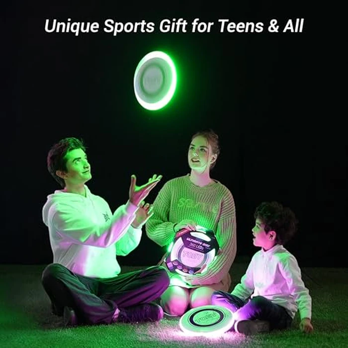 TOSY Flying Disc - 108 RGB Multicolor LEDs, Super Bright, Smart Modes, Cool Valentine Easter Gift, Camping Toy for Kid/Teen/Adult, Auto Light Up, Rechargeable, Waterproof, 175g by TOSY - Image 3