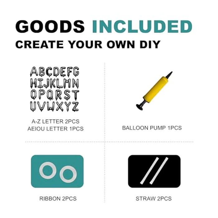 Jolixiraz 58 PCS Letter Balloons Alphabet Letters 2 Sets A- Z & 1 Sets AEIOU 16 - Inch Mylar Foil Balloons Set for Wedding/Birthdays/Annivs/Grads party Decoration Banner Custom Phrase (black) by Jolixiraz - Image 2