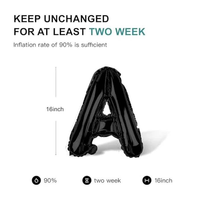 Jolixiraz 58 PCS Letter Balloons Alphabet Letters 2 Sets A- Z & 1 Sets AEIOU 16 - Inch Mylar Foil Balloons Set for Wedding/Birthdays/Annivs/Grads party Decoration Banner Custom Phrase (black) by Jolixiraz - Image 3